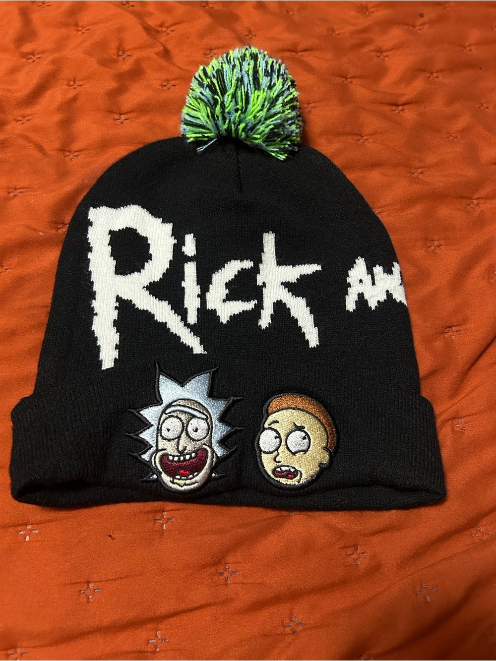 Rick and Morty Black Knit Pom Beanie Hat